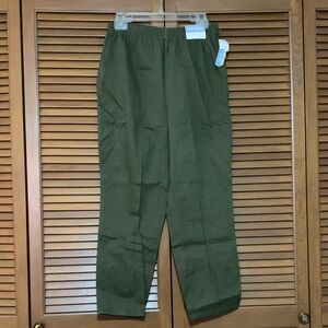 NWT Liz & Me Cotton Pea Green Stretch Pants 16WP Petite
